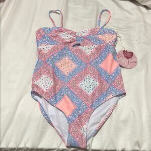 Paisley Lane 10 floral patchwork Pink/Blue Swimwear love shack fancy vibes nwt
